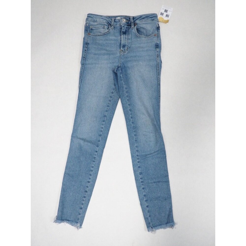 We The Free Light Wash High Rise Skinny Jeans W/ Raw Hems, Size 26